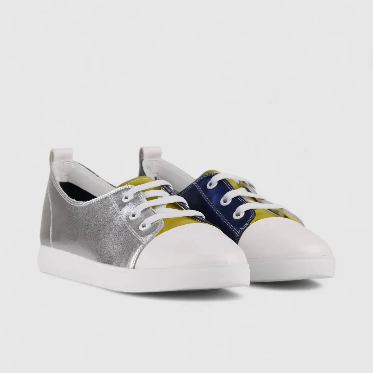 Morbido Ladies Leather Statement Sneakers Silver 1719-6 Sneakers | familyshoecentre