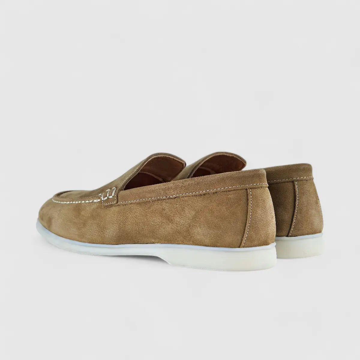 Bulletti Leather Nubuck Slip On Loro Beige Loafers | familyshoecentre