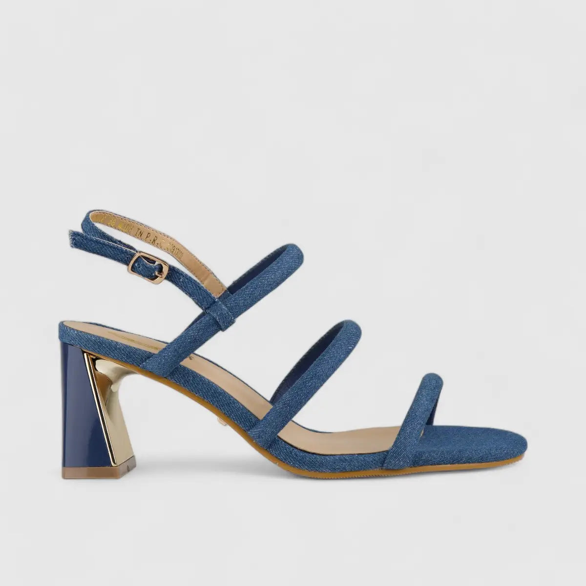Bulbul Block Heel Sandal Blue CAR5018 Heels | familyshoecentre
