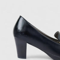 PC Ladies Slipper Cut Dress Block Heel Shoe PCL10932 Black PC366