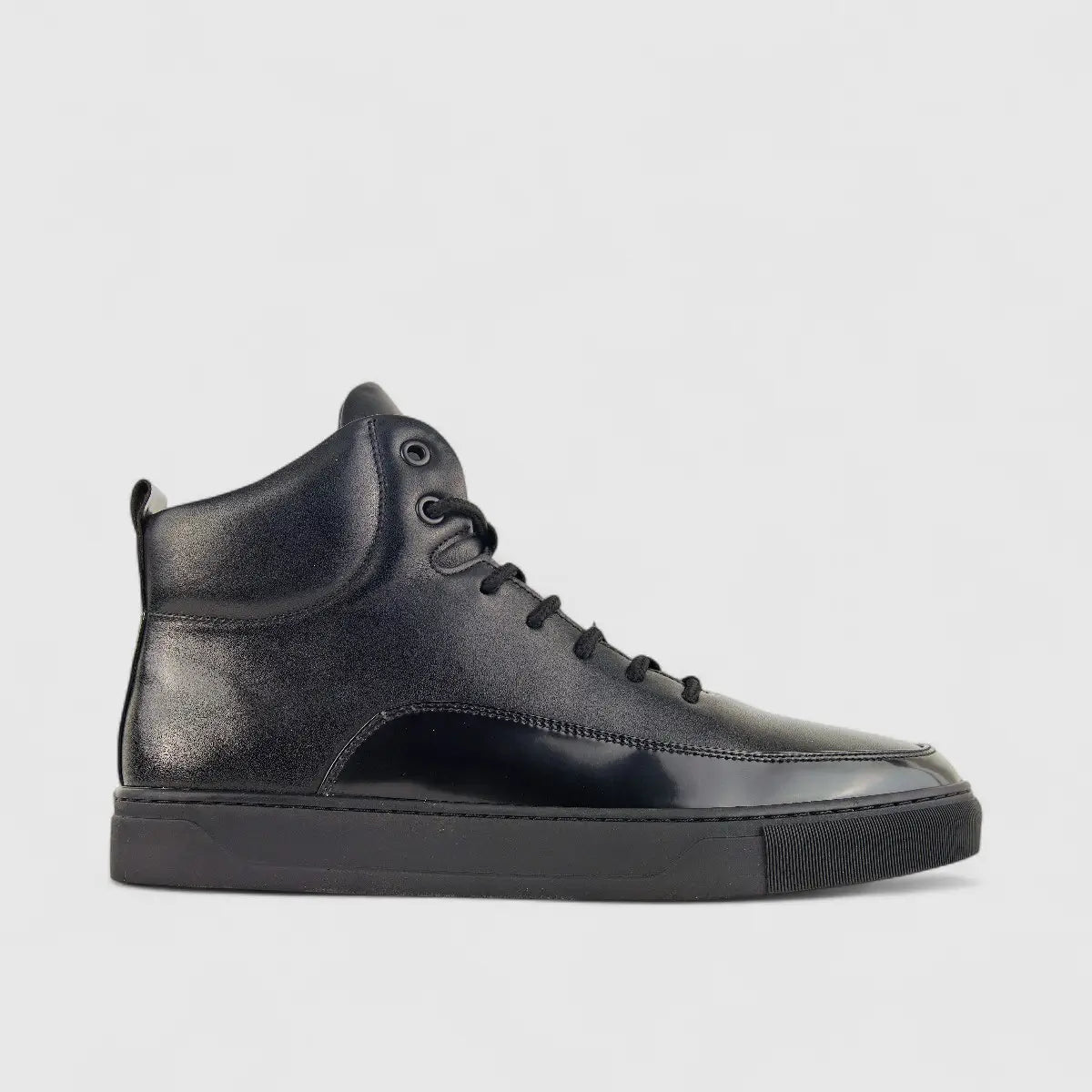 Babucci Men's Leather Hi Top Sneaker B131688L38-1 BAB029 Black