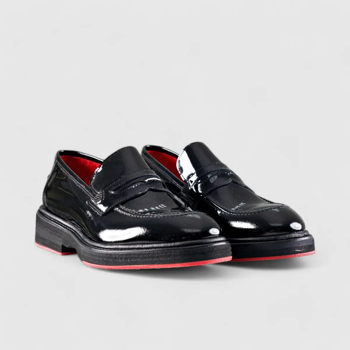 Chunky Sole Dress Loafers Black Patent 0236 FC36 Loafers | familyshoecentre