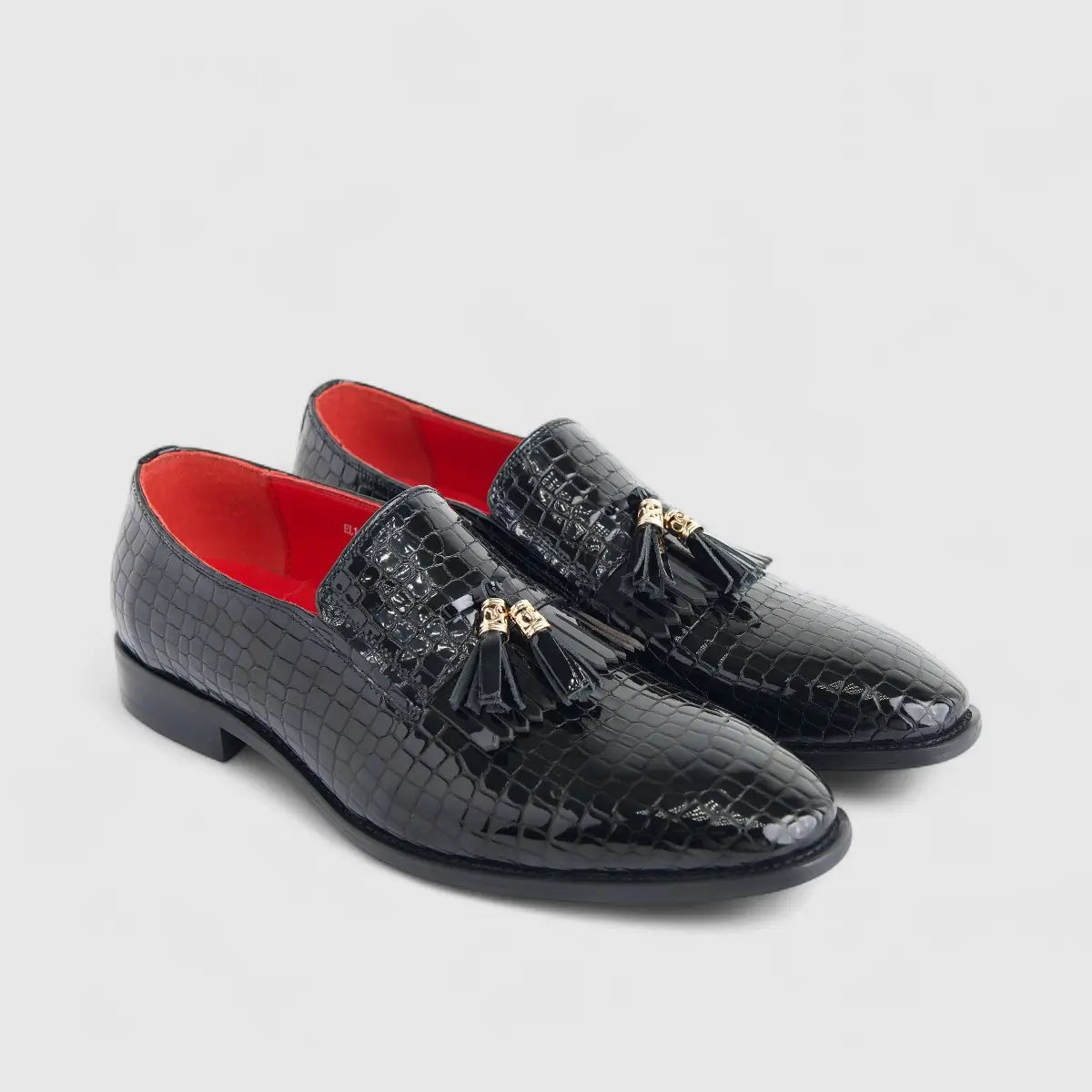 Formales Men's Leather Slip On With Tassel AE585-130 Black EL142