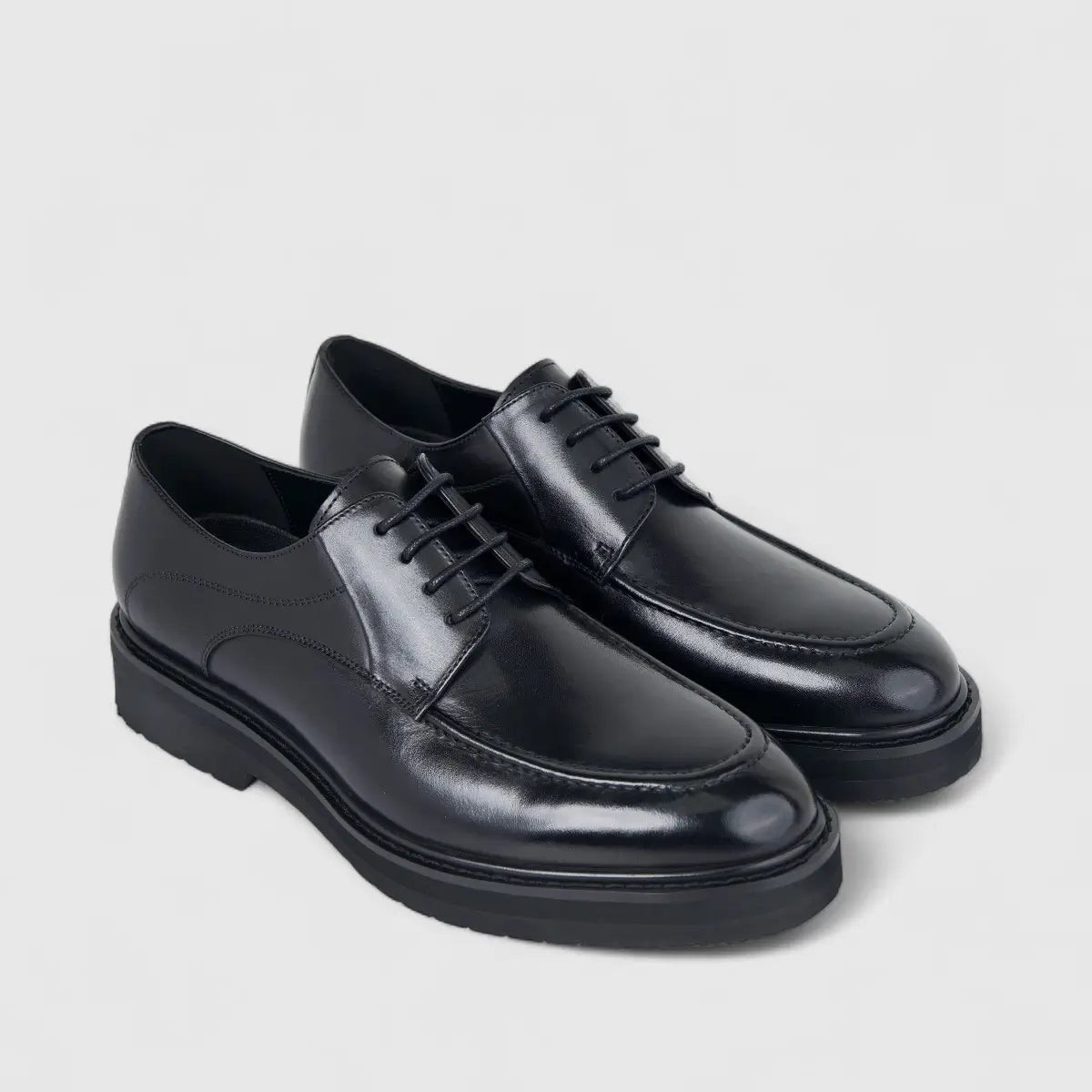 Fabino Men's (UK5 TO UK12) Chunky Sole Leather Lace Up M3220201 Black FB18
