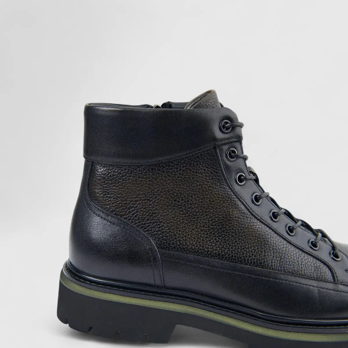 Formales Men's Leather Chunky Sole Lace Up Boot FW267001 Black FD1