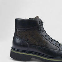 Formales Men's Leather Chunky Sole Lace Up Boot FW267001 Black FD1