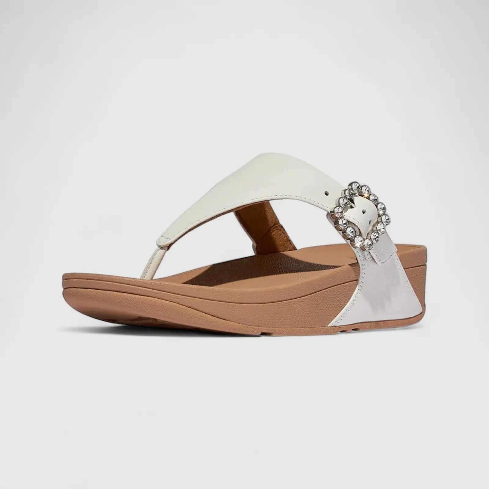 Fit Flop Ladies Comfort Sandal Lulu Crystal Buckle E1D-194 White FP99