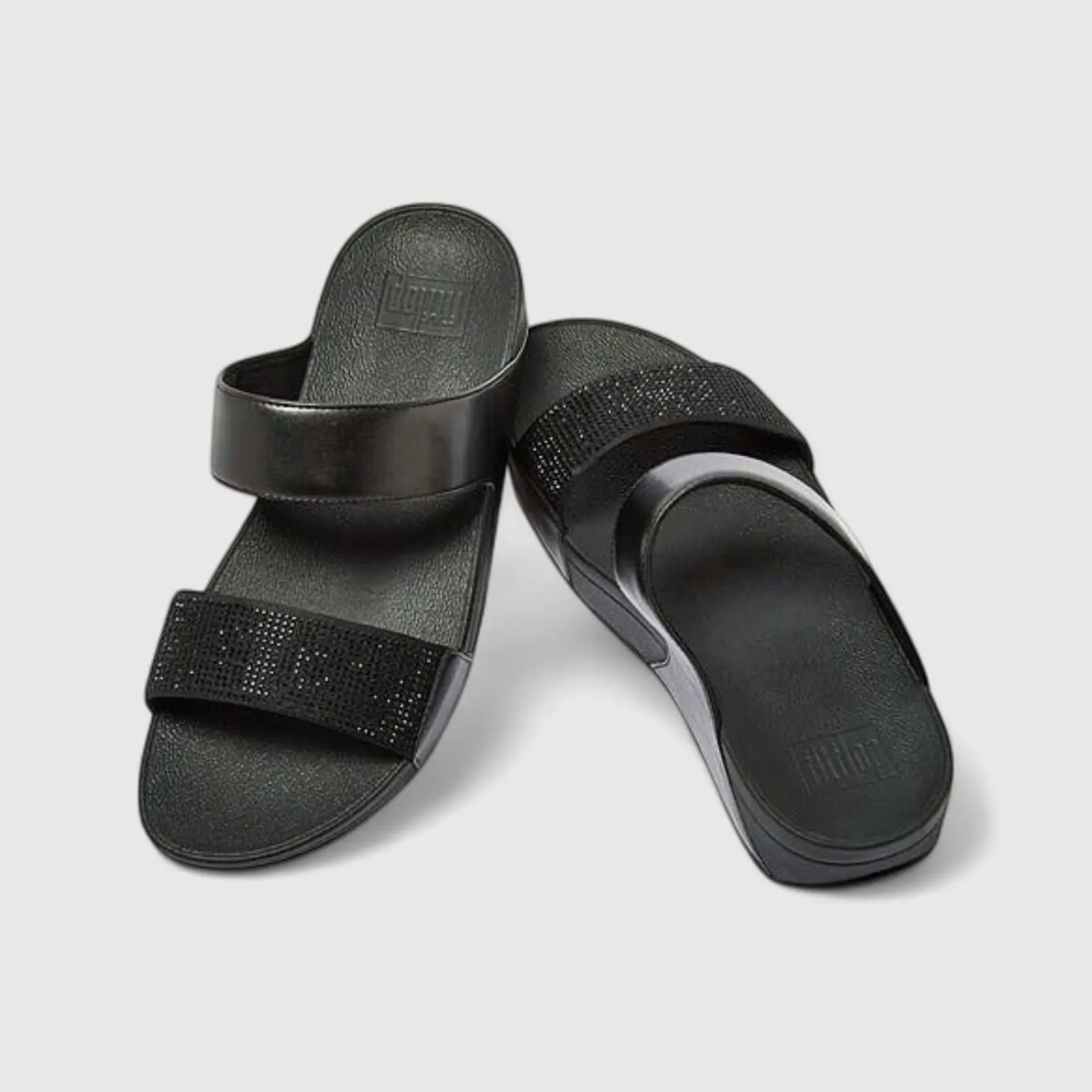 Fit Flop Ladies Comfort Sandal Lulu Crystal Embellished Slide EC4-090 Black FP108