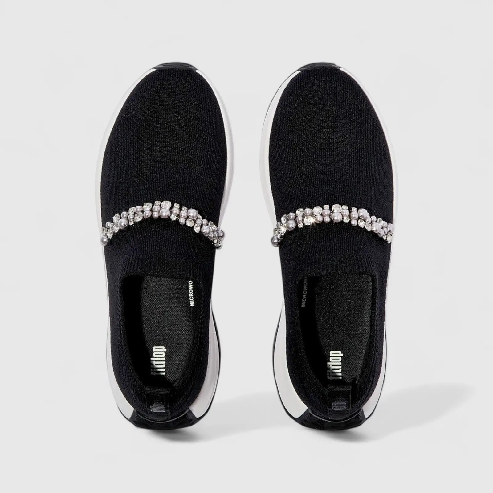 Fit Flop Ladies Comfort Sneaker With Pearl And Crystal F-Mode A1C-001 Black FP110