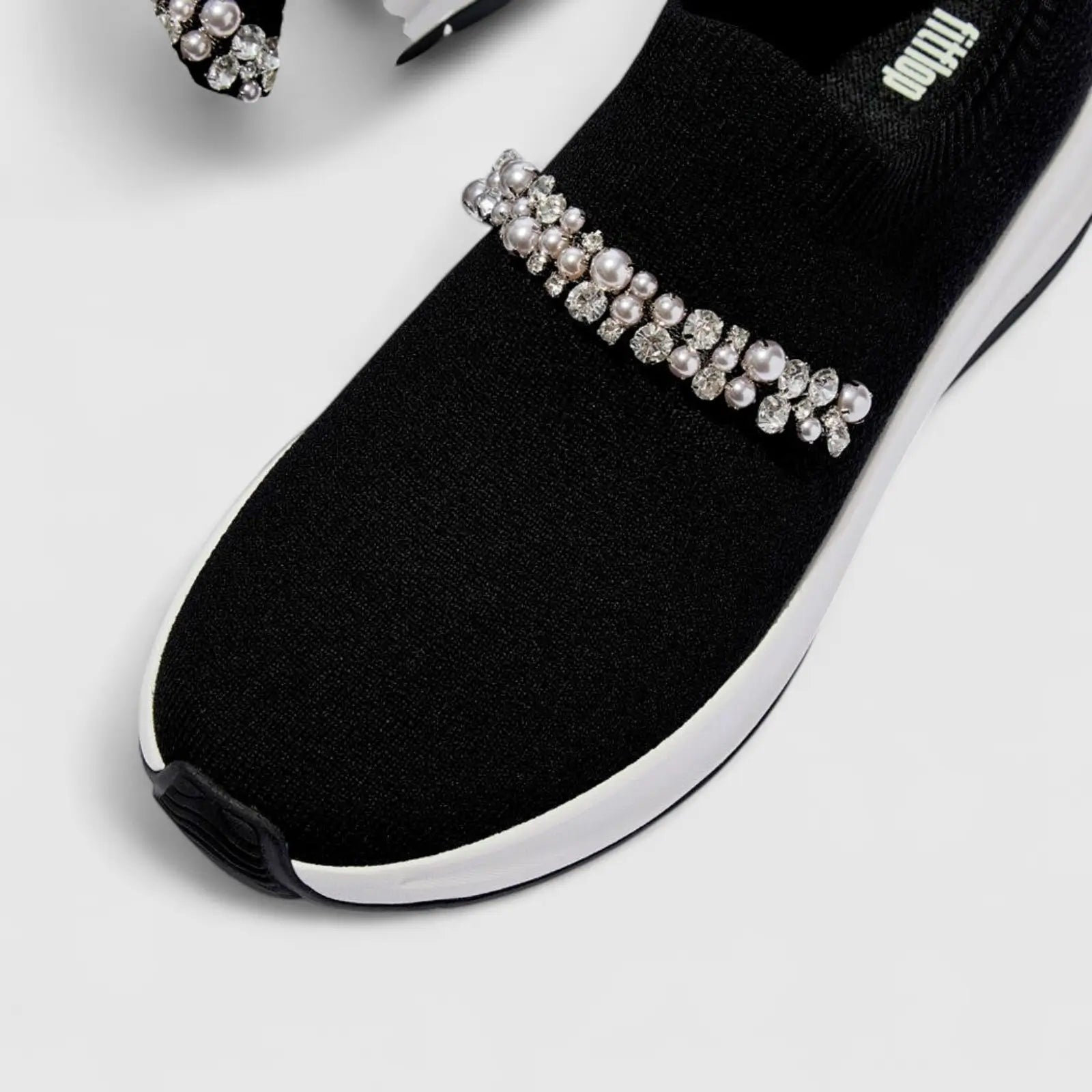 Fit Flop Ladies Comfort Sneaker With Pearl And Crystal F-Mode A1C-001 Black FP110
