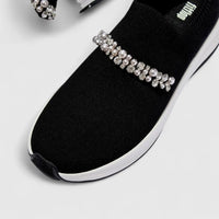 Fit Flop Ladies Comfort Sneaker With Pearl And Crystal F-Mode A1C-001 Black FP110