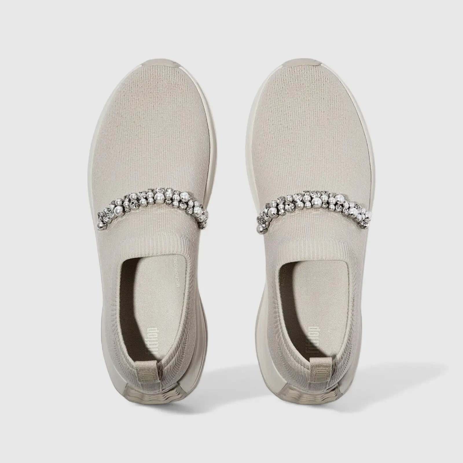 Fit Flop Ladies Comfort Sneaker With Pearl And Crystal F-Mode A1C-A99 Beige FP111