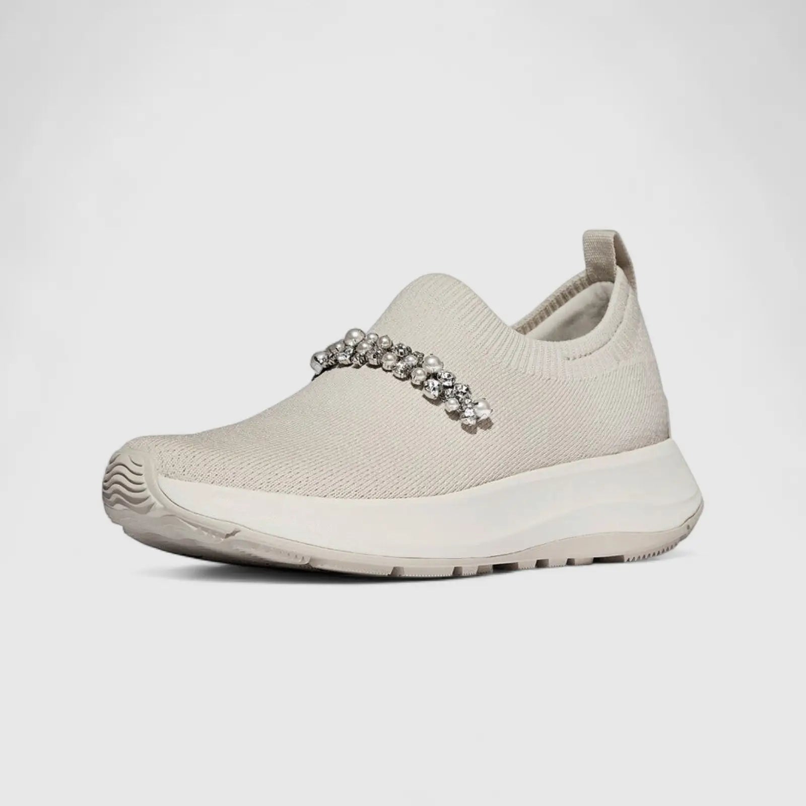 Fit Flop Ladies Comfort Sneaker With Pearl And Crystal F-Mode A1C-A99 Beige FP111