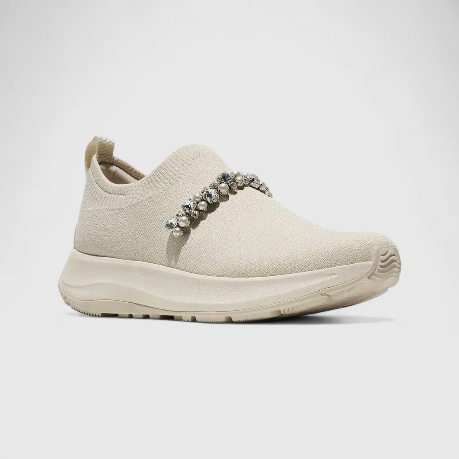 Fit Flop Ladies Comfort Sneaker With Pearl And Crystal F-Mode A1C-A99 Beige FP111