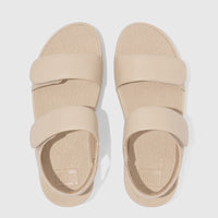 Light tan Fit Flop Lulu adjustable leather back strap comfort sandals, shown from a top-down view.