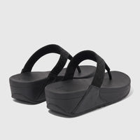 Fit Flop Ladies Lulu Crystal Embellished Comfort Sandal in black with crystal-embellished straps and wedge sole.
