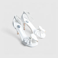Footwork Dress Block Heel Evening Sandal White 01683 Heels | familyshoecentre
