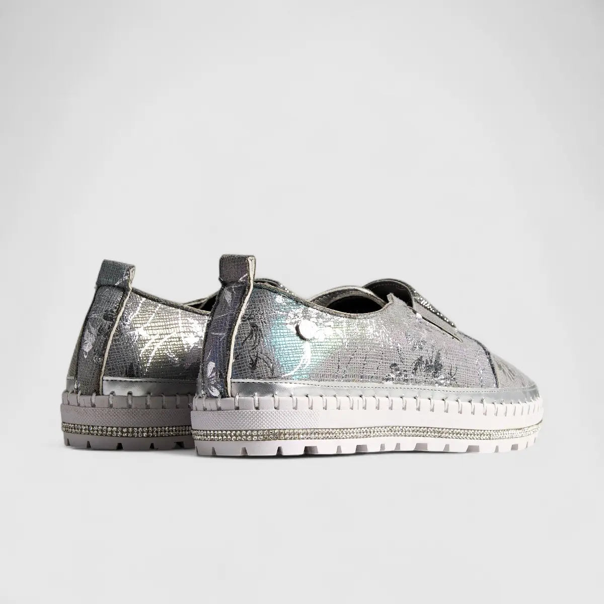 Footworks Bling Sneaker 01649 Silver Sneakers | familyshoecentre