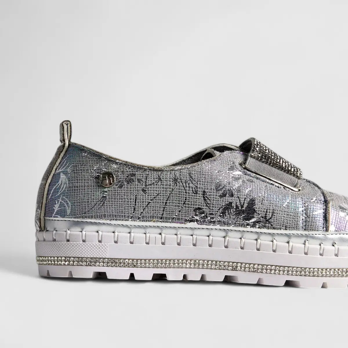 Footworks Bling Sneaker 01649 Silver Sneakers | familyshoecentre