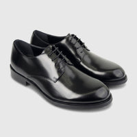Black Formale men's leather chunky sole lace-up dress shoes, angled view, perfect for formal occasions.