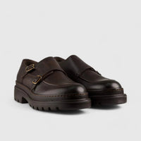 Formales Chunky Sole Dress Double Monk Loafers Brown 2303 Oxfords | familyshoecentre