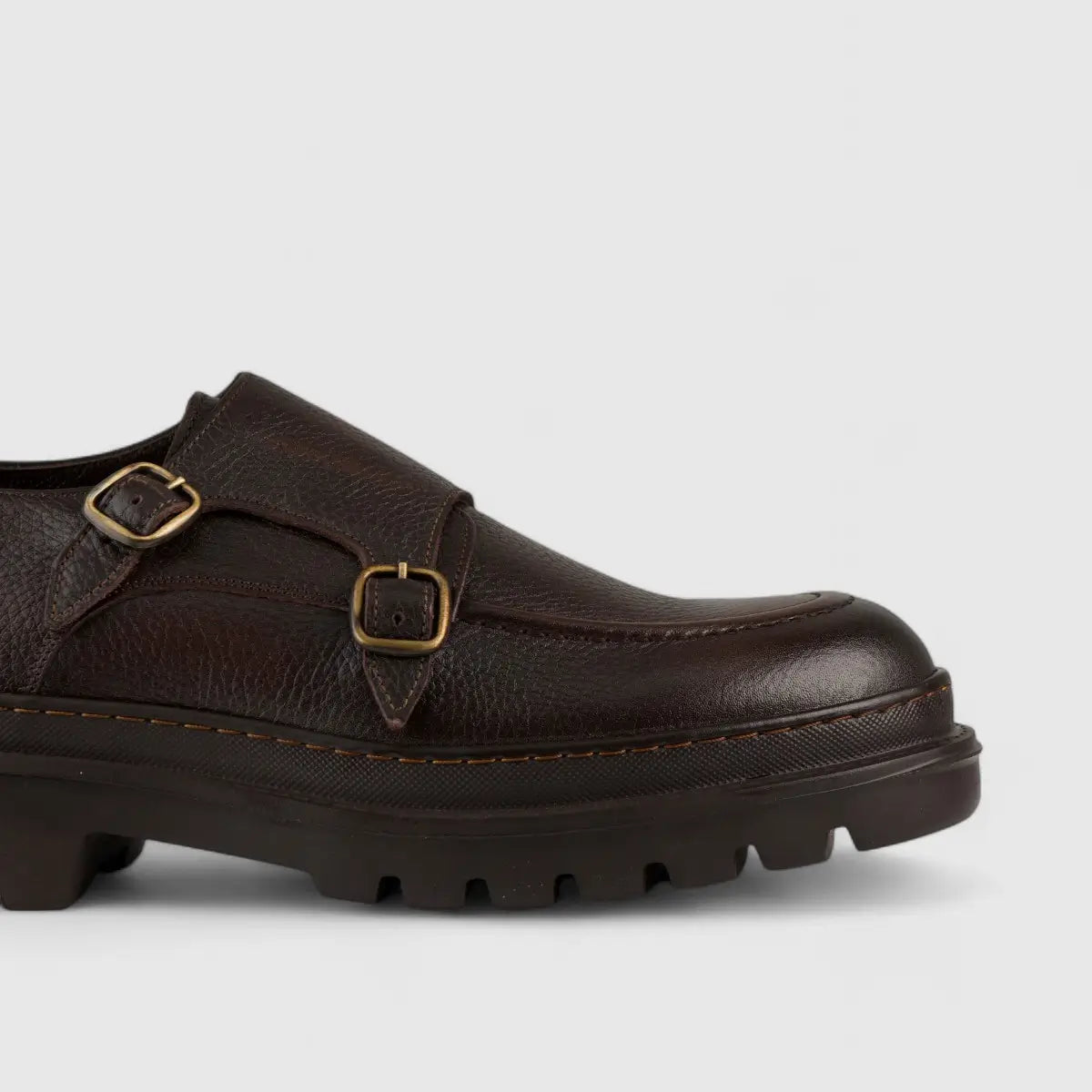 Formales Chunky Sole Dress Double Monk Loafers Brown 2303 Oxfords | familyshoecentre