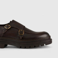 Formales Chunky Sole Dress Double Monk Loafers Brown 2303 Oxfords | familyshoecentre