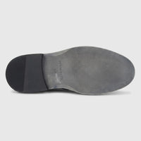 Sole of Formales Ladies Leather Full Brogue Wingtip Lace Up shoe in black and gray, showing branding and size.
