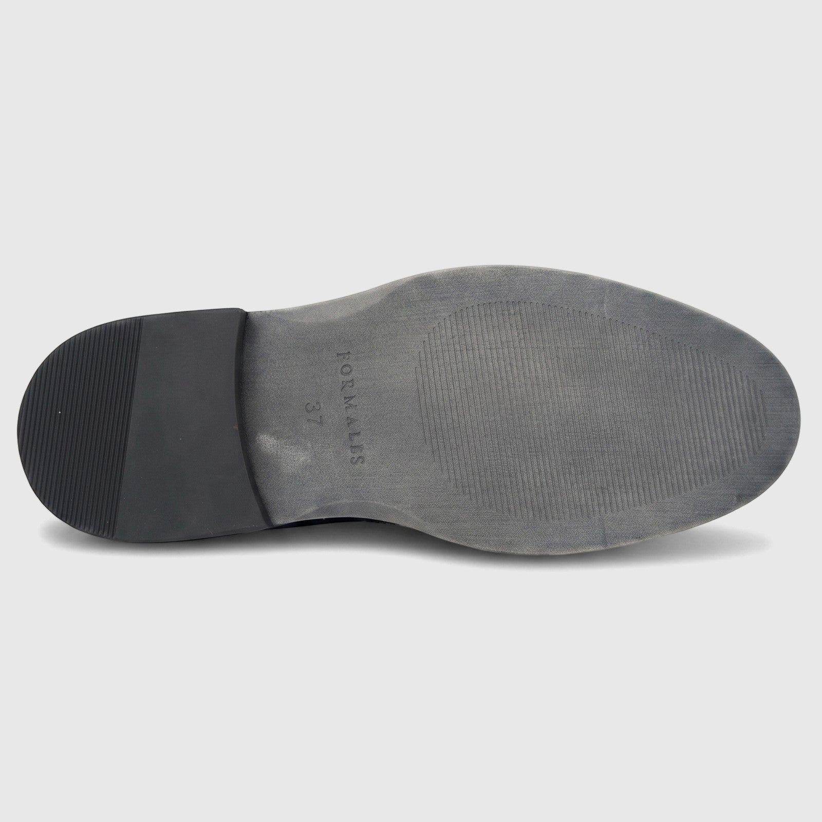 Formale's black leather lace-up wingtip shoe, women's size 37, displaying the sole with brand name and size.