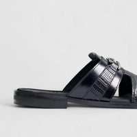 Formales Leather Sandal FM2526-12 Black FS12 Sandals | familyshoecentre