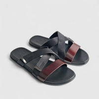 Formales Leather Sandal FM2526-8 Black/Red FS8A Sandals | familyshoecentre