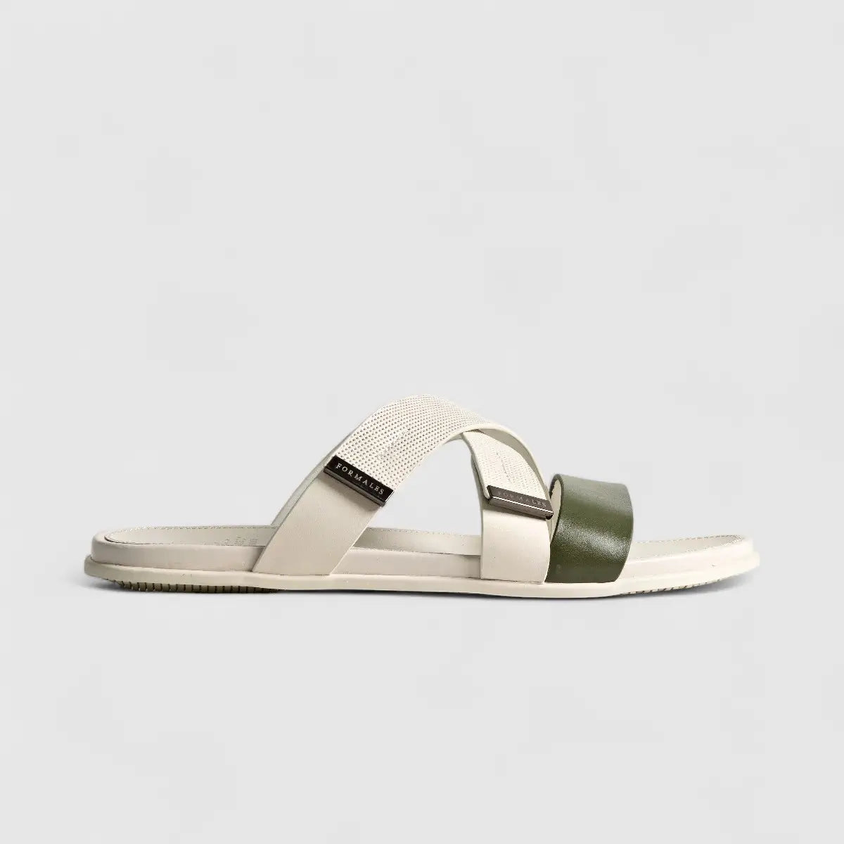 Formales Leather Sandal FM2526-8 White/Olive FS8B Sandals | familyshoecentre