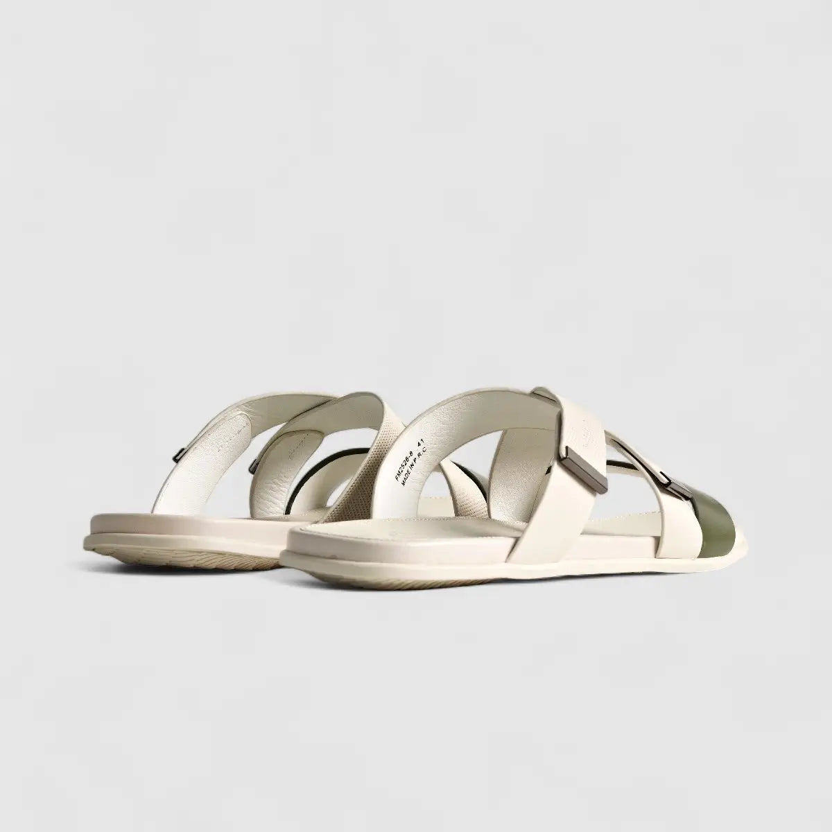 Formales Leather Sandal FM2526-8 White/Olive FS8B Sandals | familyshoecentre
