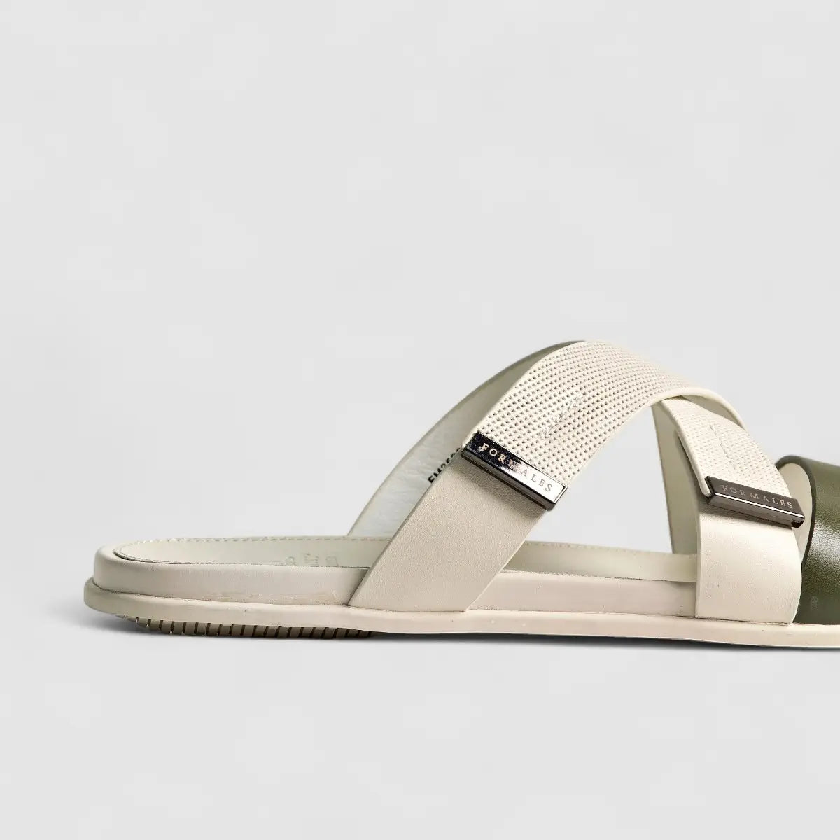 Formales Leather Sandal FM2526-8 White/Olive FS8B Sandals | familyshoecentre