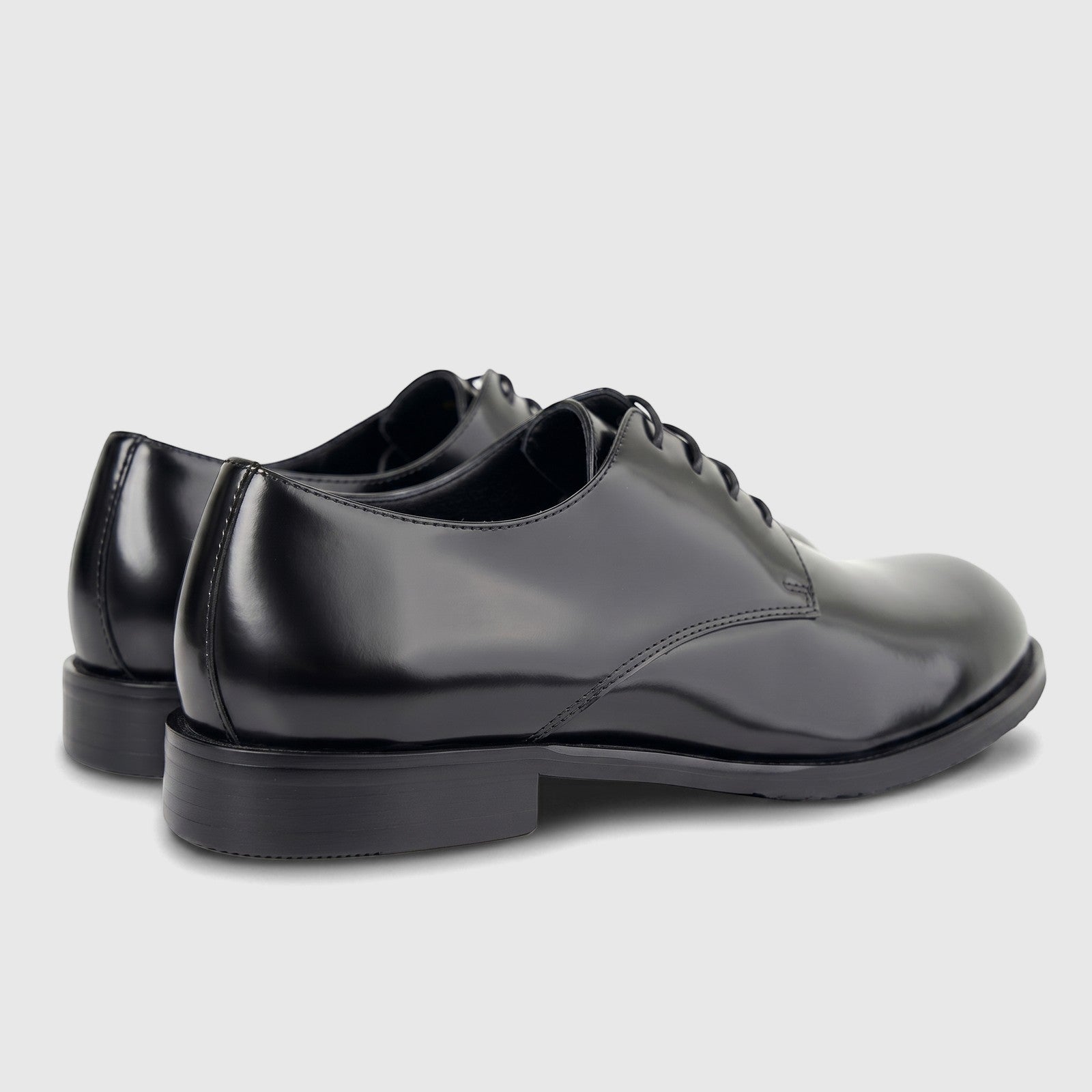 Formales Men's black leather chunky sole lace-up dress shoes, presented in a side view on a white background.