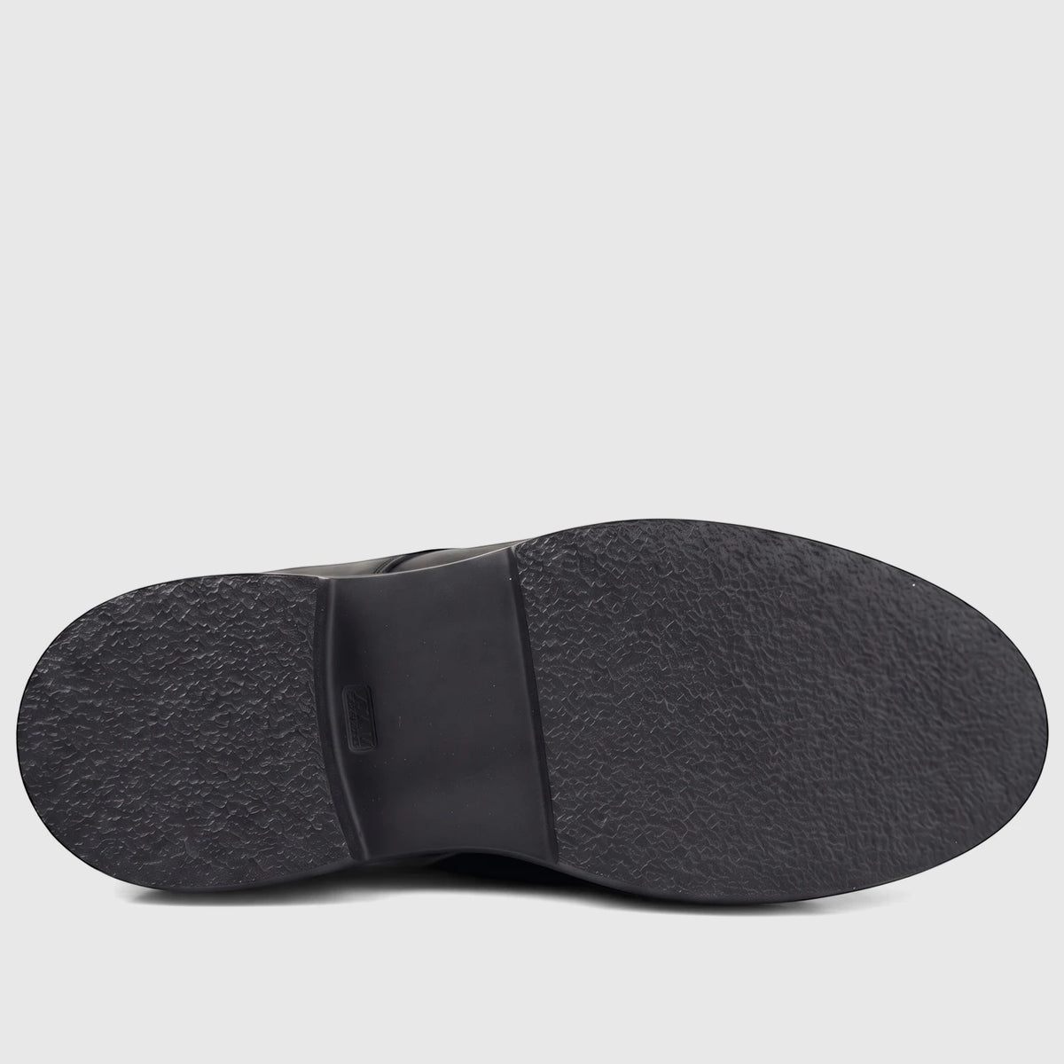 Formales Men's black leather shoe with a chunky textured sole, viewed from directly underneath.