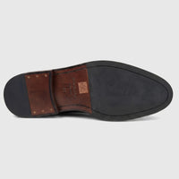 Bottom view of a Formales men's black leather lace-up boot, showcasing the leather and rubber sole with size 41.