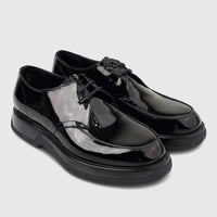 Men's Formale black patent leather chunky sole lace-up shoes displayed on a plain background.