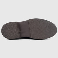 Bottom view of a Formales men's brown leather shoe, highlighting its chunky, textured sole and "F.LLI. Soft Leather"