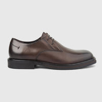 Formales men's chunky sole slip-on shoe in coffee brown leather, shown in a side profile view.