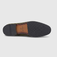 Formales men's green leather loafer sole with black rubber and brown leather sections, showing size 41 detail.