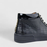 Formales Men's Hi Top Leather Sneaker FY266010 Black FD17