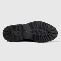 Bottom view of a Formales Men's Leather Chunky Sole Lace Up boot, featuring a thick black lugged tread pattern and size 41