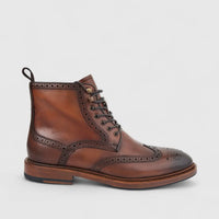Formales Men's Leather Brogue Lace Up Boot FW265007 Coffee FD9