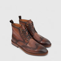 Formales Men's Leather Brogue Lace Up Boot FW265007 Coffee FD9