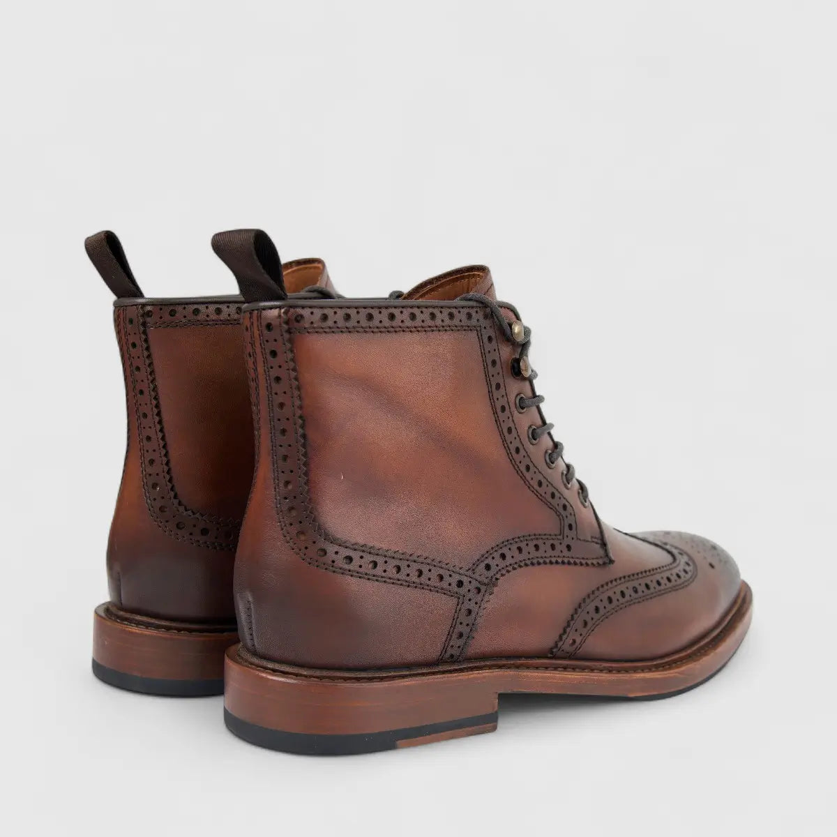 Formales Men's Leather Brogue Lace Up Boot FW265007 Coffee FD9