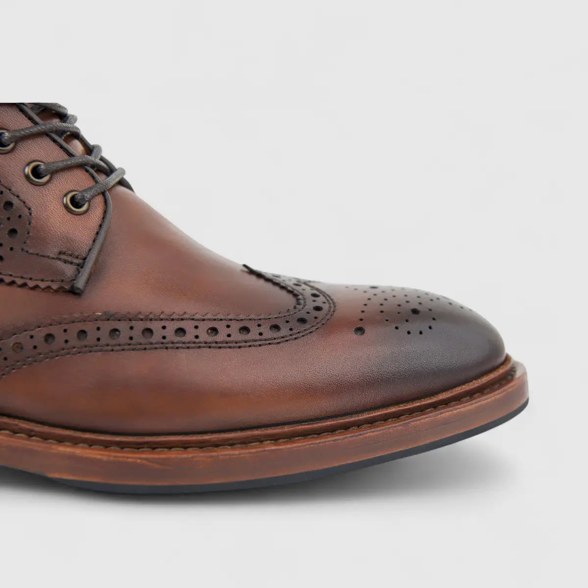 Formales Men's Leather Brogue Lace Up Boot FW265007 Coffee FD9