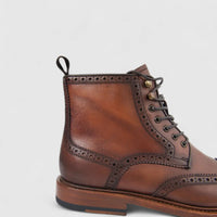 Formales Men's Leather Brogue Lace Up Boot FW265007 Coffee FD9