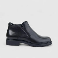 Formales Men's Leather Chunky Sole Boot With Zip On Side FW267002 Black FD2