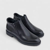 Formales Men's Leather Chunky Sole Boot With Zip On Side FW267002 Black FD2
